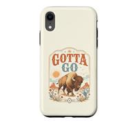 Carcasa para iPhone XR Funny Gotta Go Buffalo Animal Bisonte Arte del Desierto Occidental