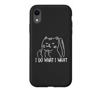 Carcasa para iPhone XR Funny I do What I Want Cat Flipping The Bird Offensive