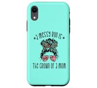 Carcasa para iPhone XR Funny Messy Bun Saying For New Mama and Leopard Mom