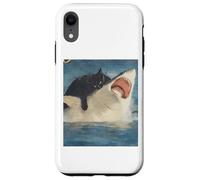Carcasa para iPhone XR Funny Ocean Adventure Cat Biting a Shark Vintage