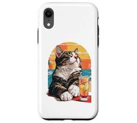 Carcasa para iPhone XR Funny Retro Cat Sunset Cocktail Beach Vacation Summer