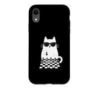 Carcasa para iPhone XR Gato Ajedrez Gafas Estrategia Jugador Jaque Mate Tablero