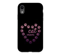 Carcasa para iPhone XR Gato Mamá Corazón Huellas Estéticas Lindas Patas Rosa