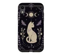 Carcasa para iPhone XR Gato místico Celestial Luna Polilla Botánica Arte Oculto