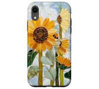 Carcasa para iPhone XR Girasol Abeja Art Nouveau Floral Botanico Cielo Mosaico Sol