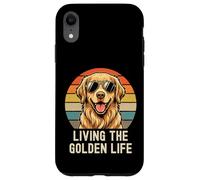 Carcasa para iPhone XR Golden Retriever Living Golden Life Retro Vintage - Camiseta para Perro