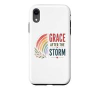 Carcasa para iPhone XR Gracia después de la tormenta Boho Rainbow Oración Cristiana Positiva