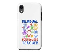 Carcasa para iPhone XR Gráfico bilingüe de Aula Floral para Profesor portugués