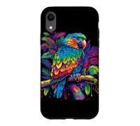 Carcasa para iPhone XR Gráfico de aerógrafo Retro Colorido Loro pájaro Tropical