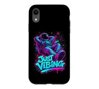 Carcasa para iPhone XR Gráfico de Astronauta Morado y Verde Azulado Just Vibing para Hombre