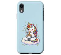 Carcasa para iPhone XR Gráfico de Pasta de Espaguetis arcoíris con Unicornio Chibi