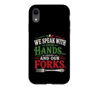 Carcasa para iPhone XR Hablamos con Las Manos Y Nuestros Tenedores Comida Italiana Humor