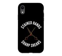 Carcasa para iPhone XR Hairstylist Stained Hands Sharp Shears Cosmetologist