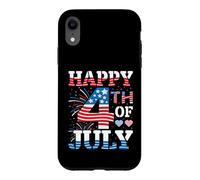 Carcasa para iPhone XR Happy 4th of July Heart Men Women 4th of July American Flag