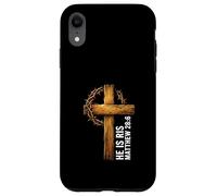 Carcasa para iPhone XR He Is Risen Cross Crown Thorns Mateo 28:6 Fe Cristiana
