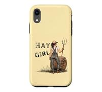 Carcasa para iPhone XR Heno Girl Funny Farm Cowgirl Western Rustic Granero Vida