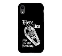 Carcasa para iPhone XR Here Lies My Mental Stability - Esqueleto de Actitud Divertida