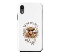 Carcasa para iPhone XR Highland Cow Crazy Quote Heart Gafas de Sol Floral