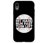 Carcasa para iPhone XR Hit Hard Run Fast Turn Left Baseball Softball Pun Baseballer