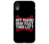 Carcasa para iPhone XR Hit Hard Run Fast Turn Left Baseball Softball Pun Baseballer