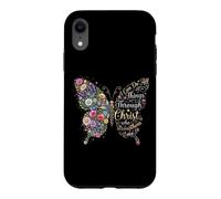 Carcasa para iPhone XR I Can Do All Things Through Christ Floral Butterfly Faith
