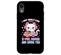 Carcasa para iPhone XR I Just Really Love K-Pop Ramen y Boba Tea Cute Cat