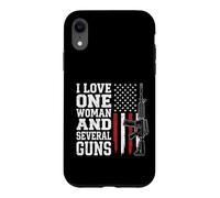 Carcasa para iPhone XR I Love-One Woman and Several Guns Lover American Flag Funny