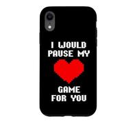 Carcasa para iPhone XR I Would Pause My Game For You Corazones De Píxeles Amor