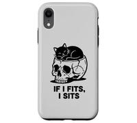 Carcasa para iPhone XR If I Fits I Sits Cat Skull Funny Gothic Dark Meme Humor 2
