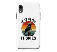 Carcasa para iPhone XR If It Flies It Spies Cuervo Vigilancia Pájaro Retro Conspiración