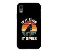 Carcasa para iPhone XR If It Flies It Spies Cuervo Vigilancia Pájaro Retro Conspiración