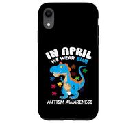 Carcasa para iPhone XR In April We Wear Blue Autism Awareness Month Dinosaur T-Rex
