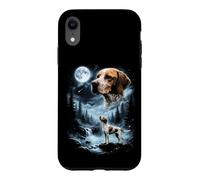 Carcasa para iPhone XR Inglés Pointer Howling to The Moon Retro 90's Dog