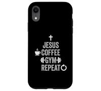 Carcasa para iPhone XR Jesus Coffee Gym Repeat Faith Entrenamiento Humor