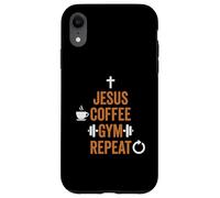 Carcasa para iPhone XR Jesus Coffee Gym Repeat Faith Entrenamiento Humor
