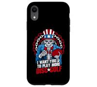 Carcasa para iPhone XR Jugar Más Disco Golf Frolf Patriótico Goth USA Uncle Sam Skull