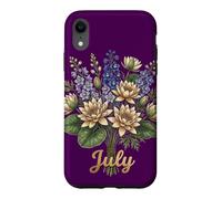 Carcasa para iPhone XR July Birth Flower Larkspur & Water Lily Cute Floral Birthday