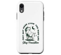 Carcasa para iPhone XR Just out Here Living The Ruff Life Stay Pawsitive Cowboy Dog