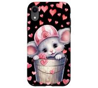 Carcasa para iPhone XR Kawaii Mouse In Valentines Basket For Girls Cute Heart