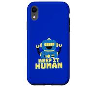 Carcasa para iPhone XR Keep It Human (Declaración Anti AI) (Funny Robot Graphic)