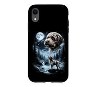Carcasa para iPhone XR Lagotto Romagnolo Aullando a la Luna, Perro Retro de los 90