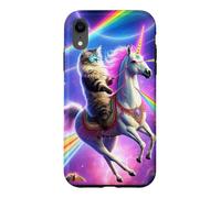 Carcasa para iPhone XR Laser Eyes Espacio Exterior Gato Montando Llama Unicornio UFO Tacos