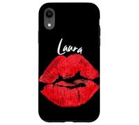 Carcasa para iPhone XR Laura Red Lips Nombre Personalizado
