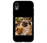 Carcasa para iPhone XR Lazy Sunday Coffee Pug Funny Relaxing Meme
