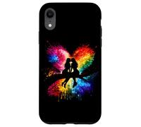 Carcasa para iPhone XR Lesbian Girls Kissing on Tree Branch Rainbow Silhouette
