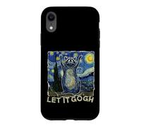 Carcasa para iPhone XR Let it Gogh Funny Van Gogh Starry Night Raccoon