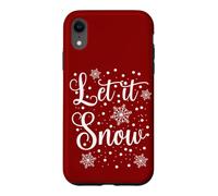 Carcasa para iPhone XR Let It Snow Copos de Nieve Letras Invierno Diseño Blanco