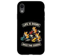 Carcasa para iPhone XR Life Is Short Race The Corgis Funny Go Kart Racing Lifestyle