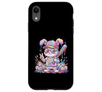 Carcasa para iPhone XR Lindo Conejo de béisbol de Pascua arcoíris Goteo niños niños niños pequeños