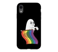Carcasa para iPhone XR Lindo Fantasma LGBTQ sosteniendo la Bandera del Arco Iris Orgullo LGBT Halloween